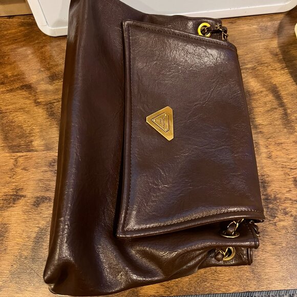 Designer inspired chocolate brown shoulder bag handbag purse - Picture 2 of 7